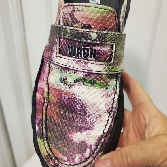 Virón Women's Purple/Green Leather Mule Loafer Shoes Size 38 EU/8 US - Picture 10 of 13